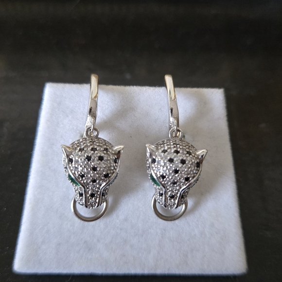 Sterling Silver Jaguar Earrings - Picture 2 of 5